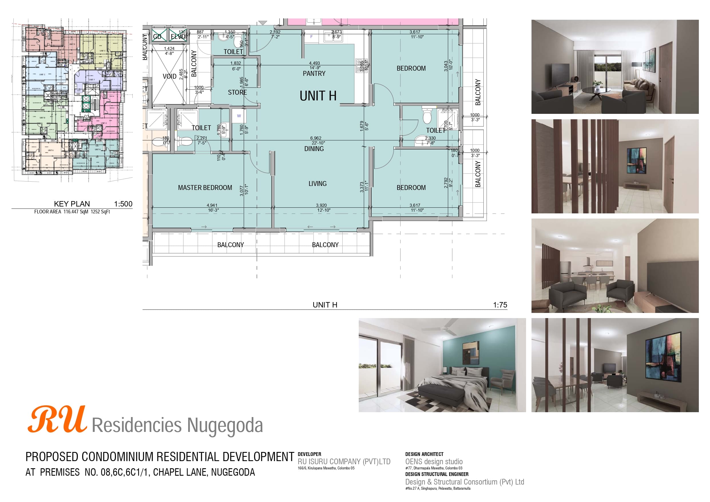 Type H floor plan - 1,252 sq. ft.